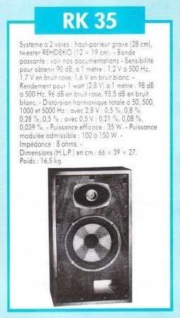 Rehdéko RK 35 • Fiche technique