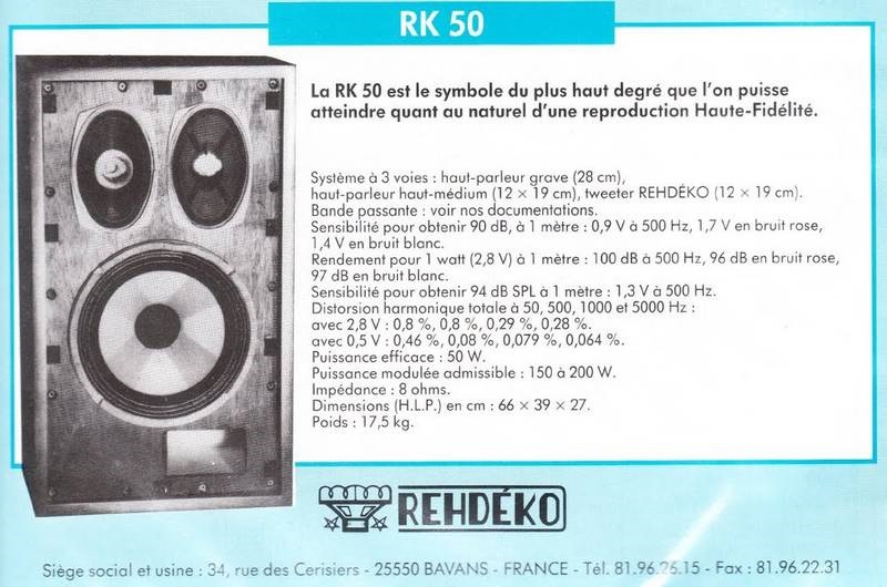 Rehdéko RK 50 • Fiche technique