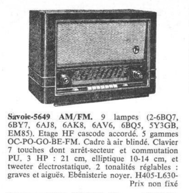 Ribet Desjardins 5649 Savoie AM/FM Extrait Haut-Parleur spécial Salon