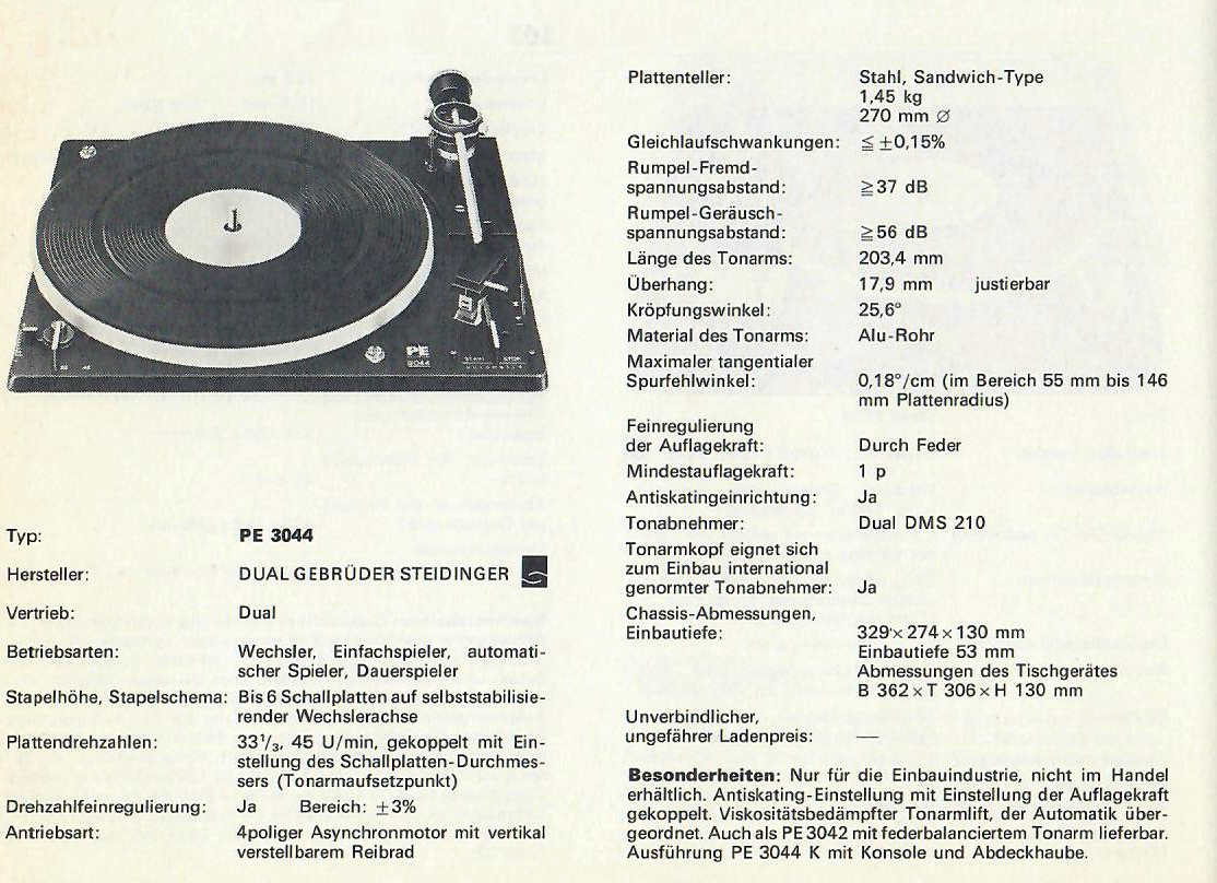 Perpetuum-Ebner PE 3044 • Fiche technique