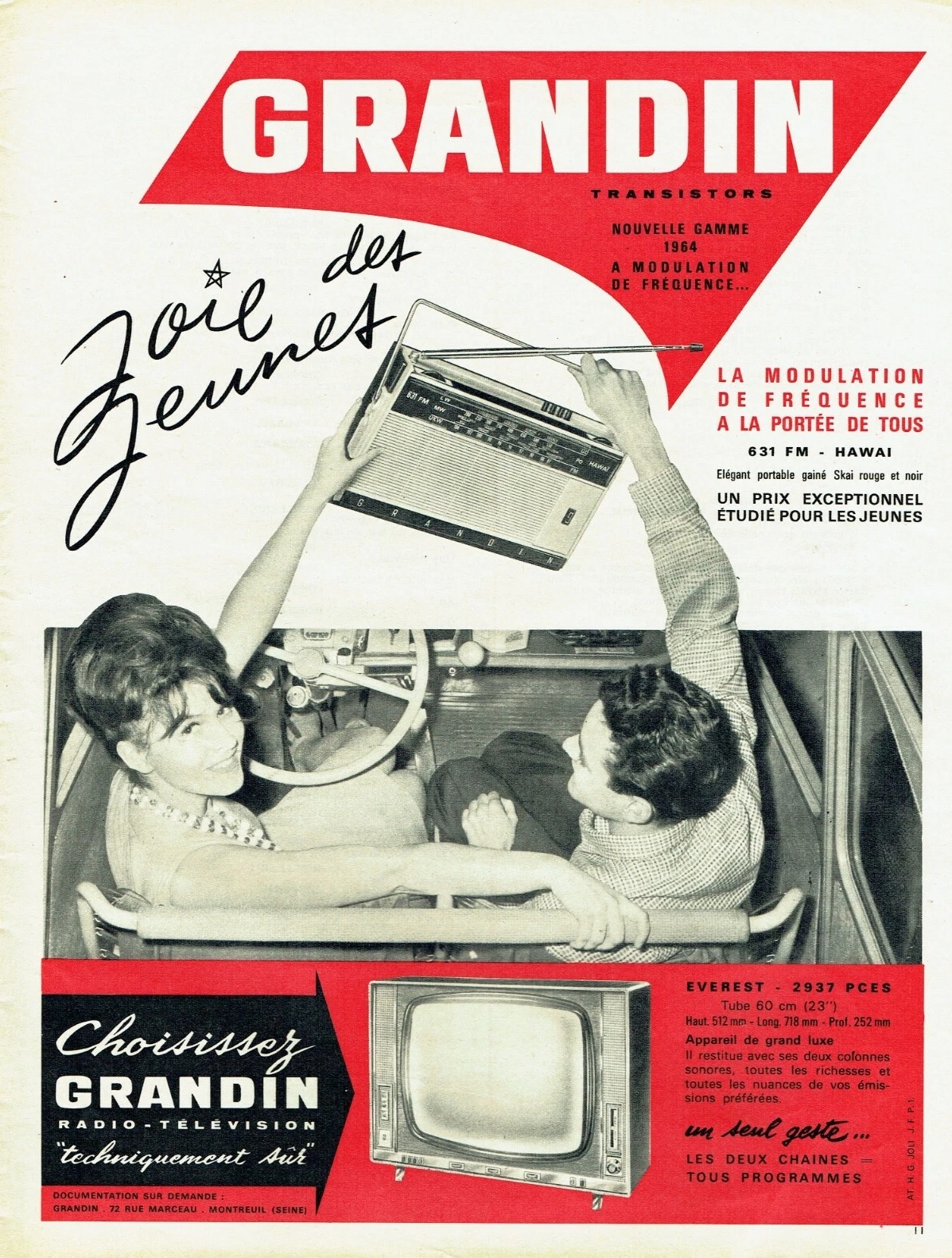 Grandin 631 FM Hawai et Everest Publicité 1964