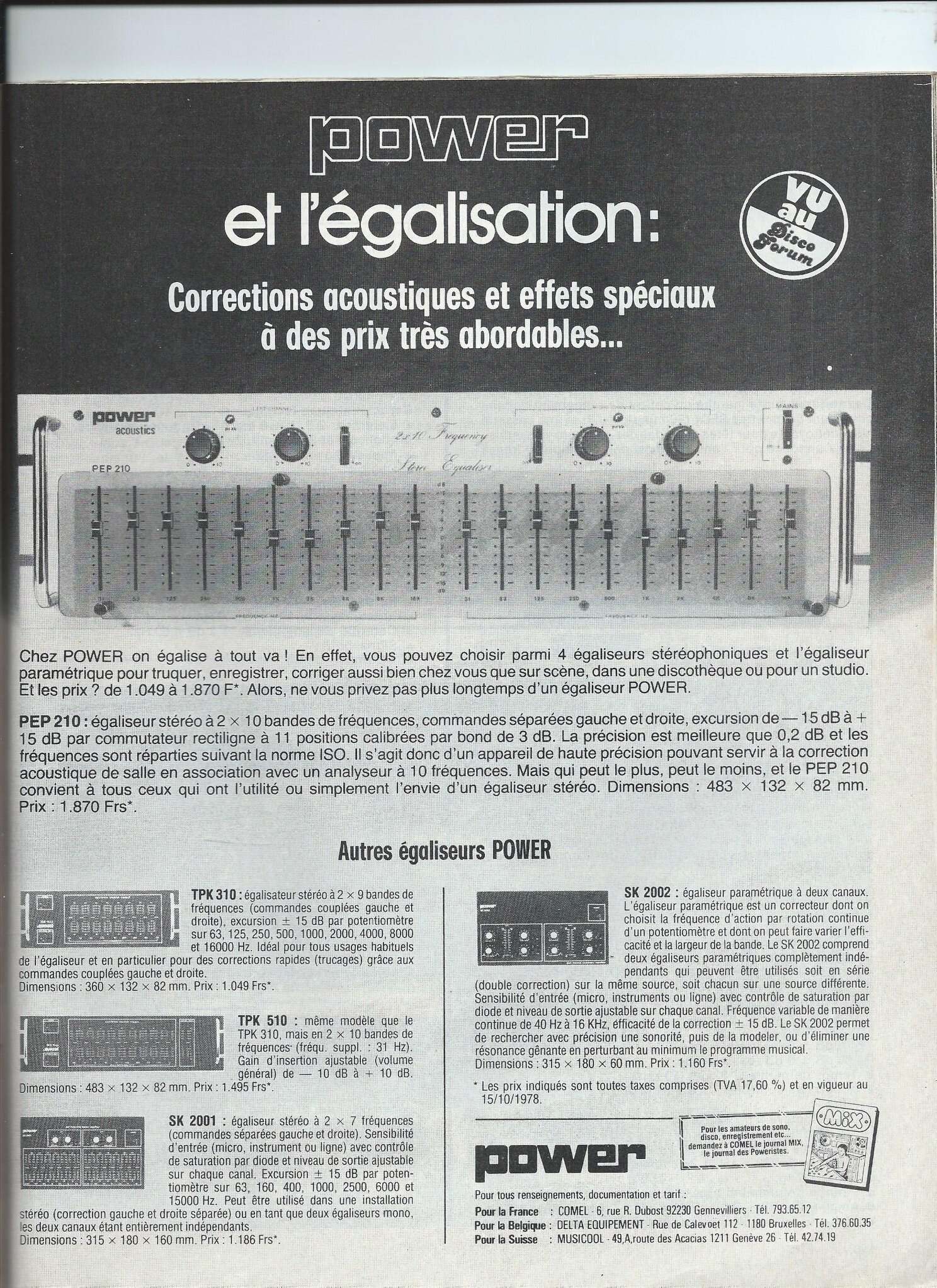 Power PEP 210 Stereo Equaliser • Publicité 1979