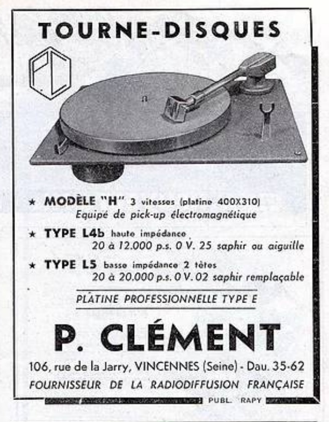 P. Clément H, L4b, L5, Publicité - Toute la Radio n° 166 - juin 1952