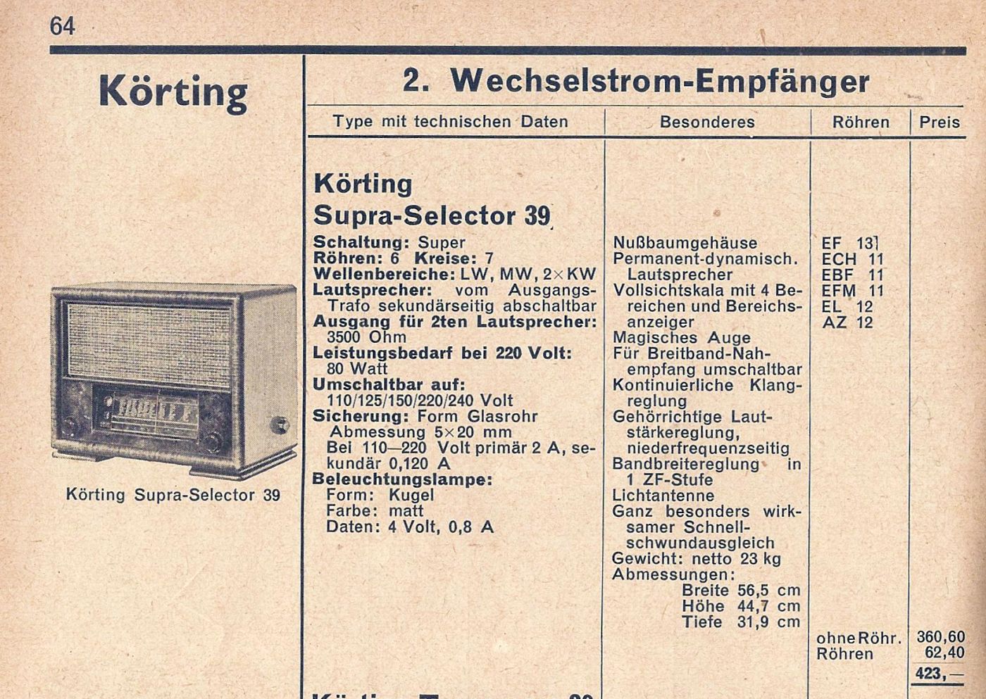 Körting Supra-Selector 39 Extrait de catalogue