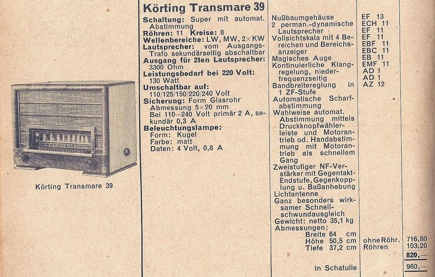 Körting Transmare 39 Extrait de catalogue