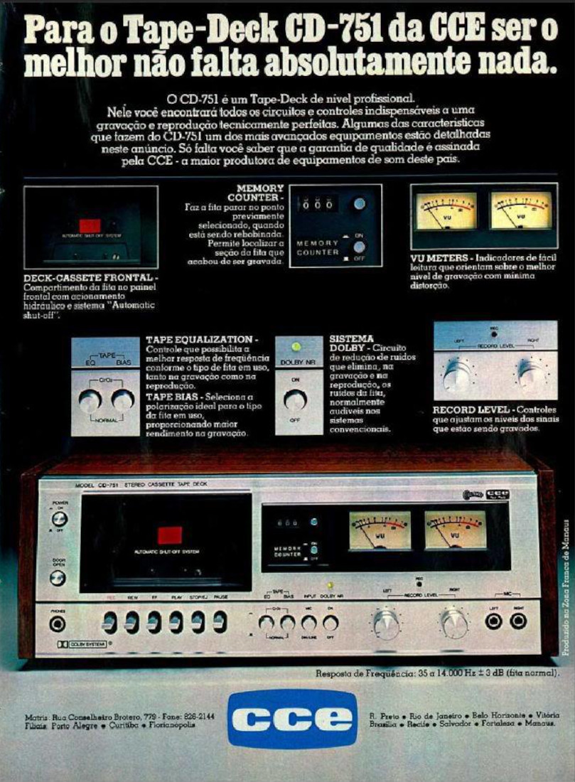 CCE CD-751 Publicité brésilienne 1977