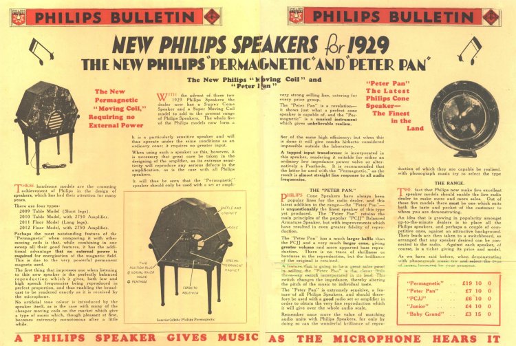 Philips "New Speaker for 1929" Publicité (anglais)