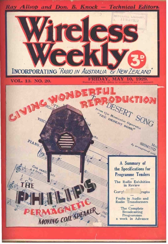 Philips 2113 Couverture Wireless Weekly 10 mai 1929