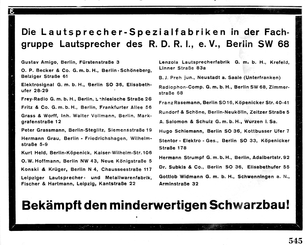 Constructeurs de haut-parleurs - Der Radio-Händler N° 12 - 1934
