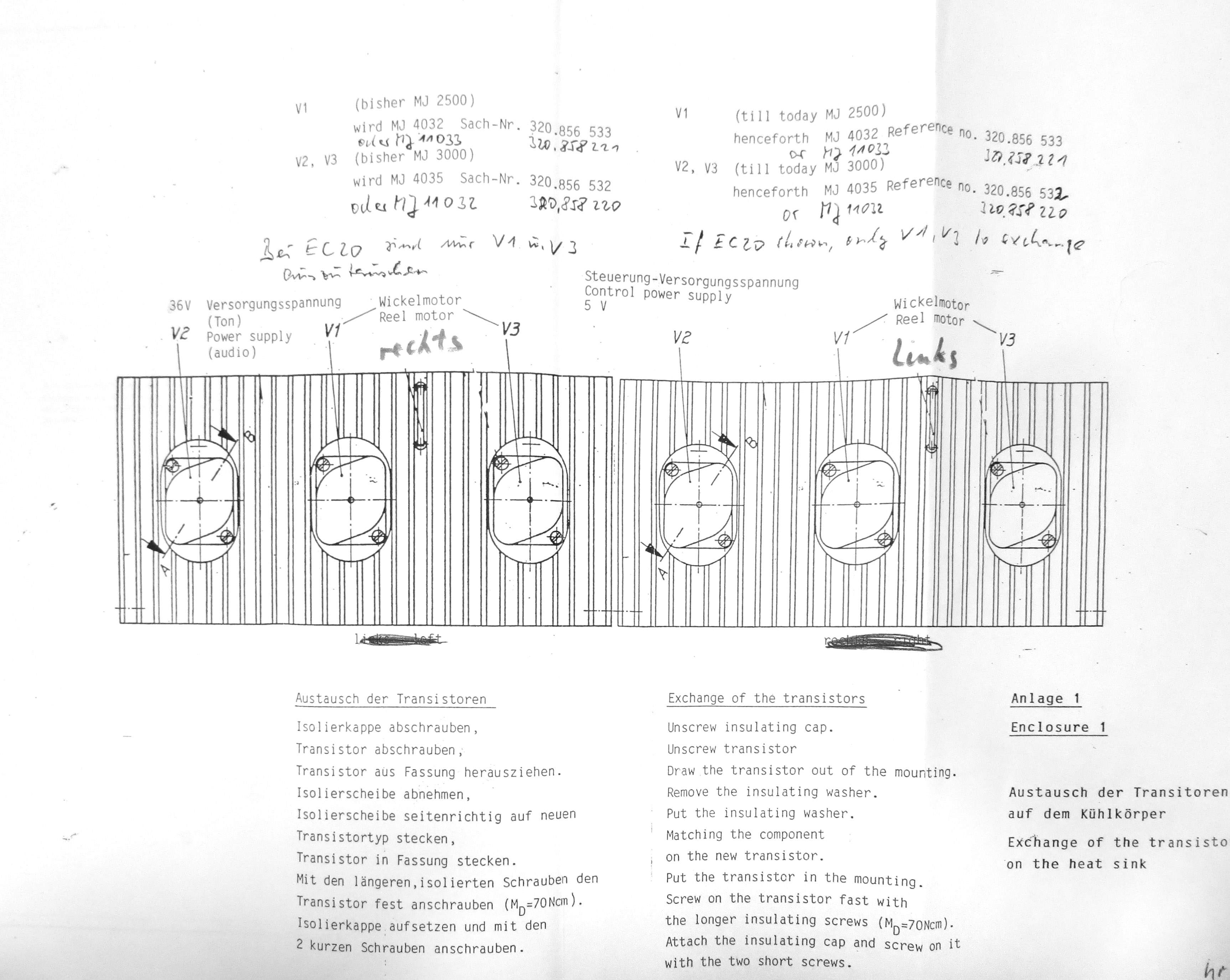 Telefunken M21 Remplacement des transistors