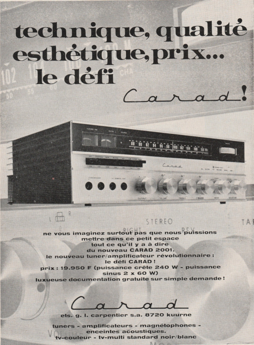 Carad 2001 Publicité belge de 1972