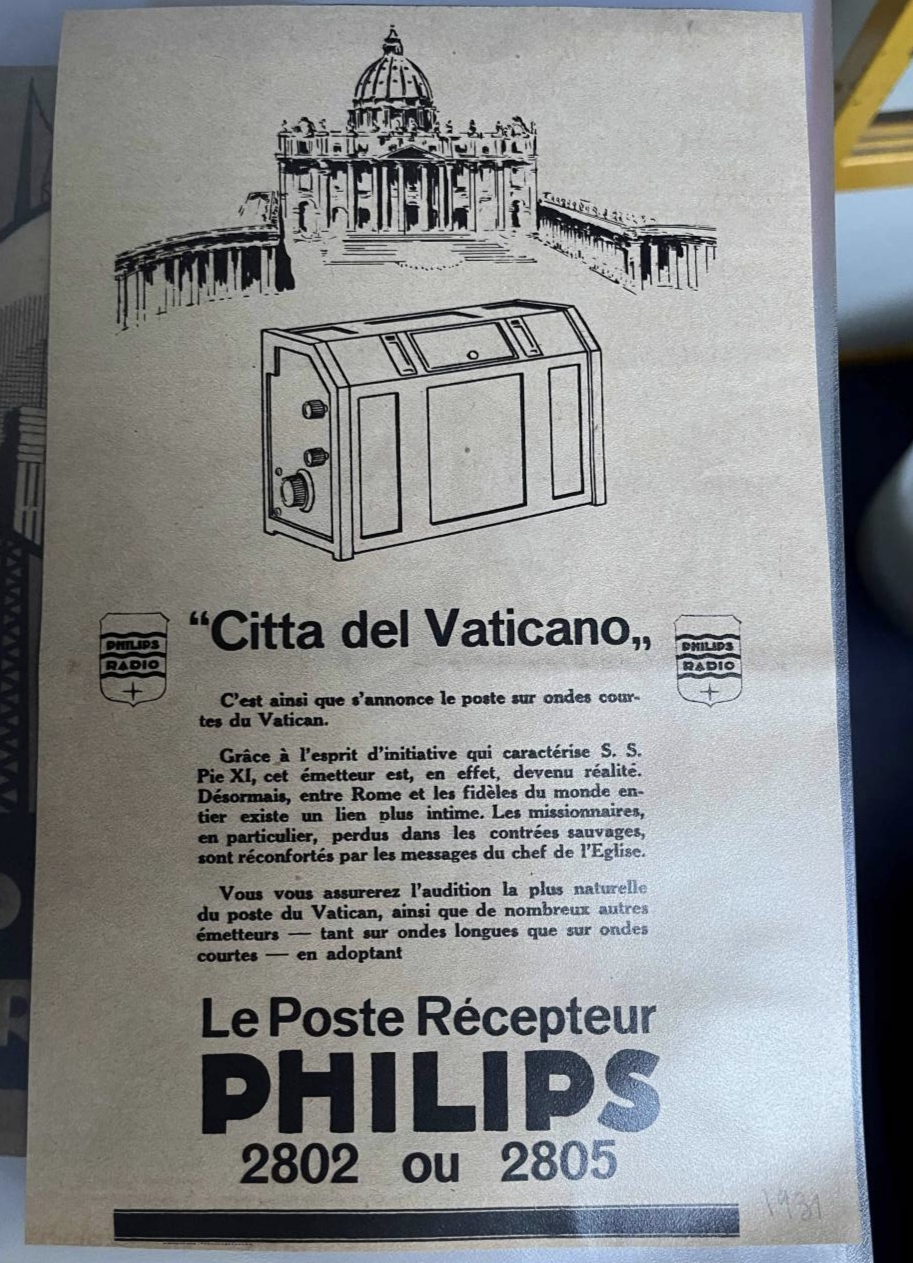 Philips 2802 et 2805 Publicité "Citta del Vaticano"