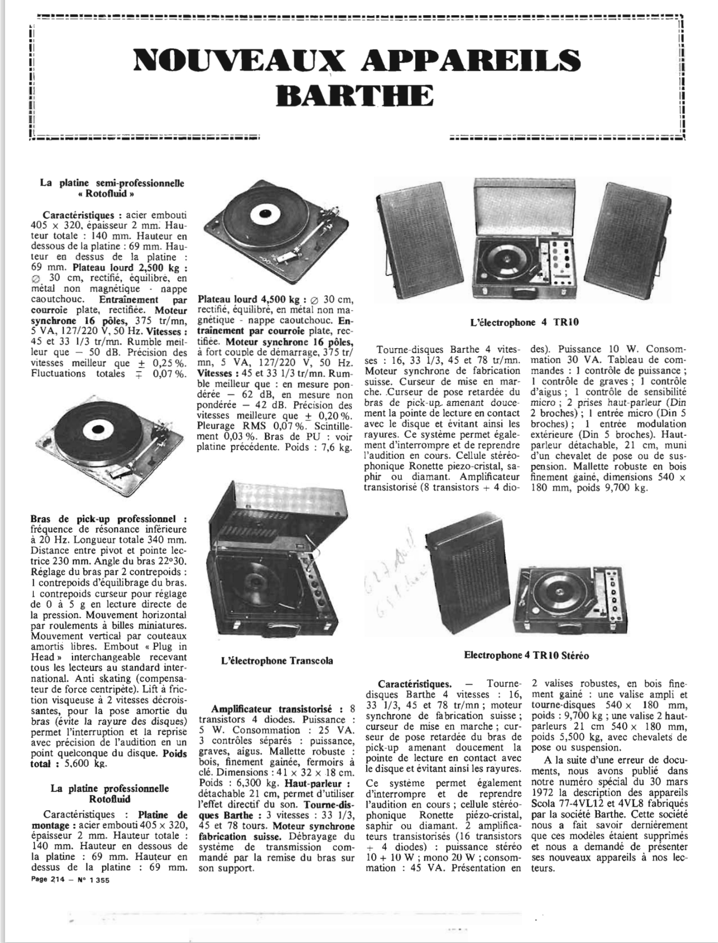 Barthe Article - Le Haut-Parleur n° 1355 - 11 mai 1977
