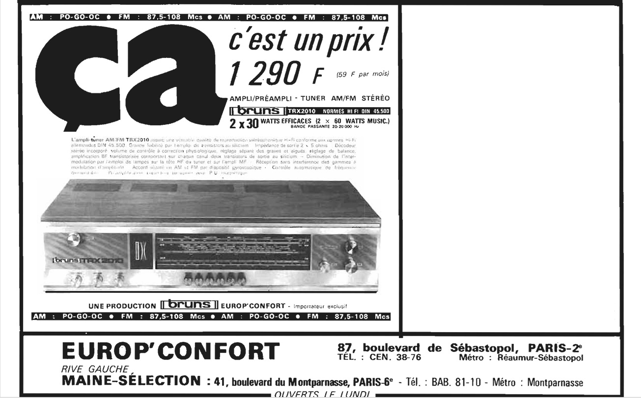 Bruns TRX 2010 • Publicité - Le Haut-Parleur 17 juin 1971