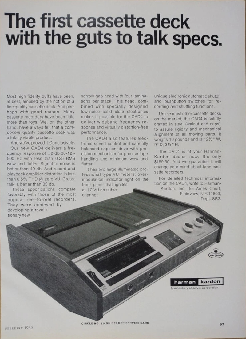 Harman / Kardon CAD-4 • Publicité US 1969