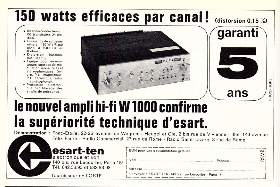 Esart W 1000 • Publicité - Revue du Son novembre 1970