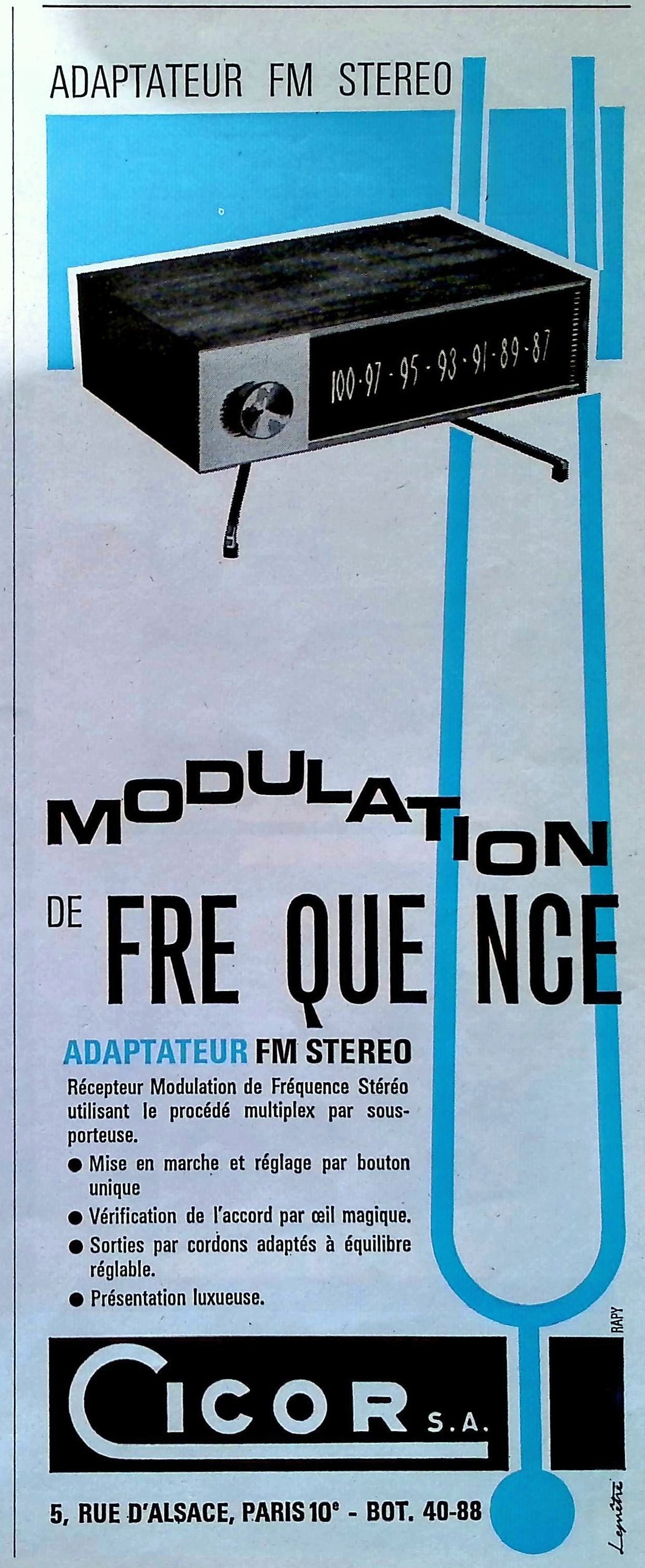 Cicor Adaptateur FM Stéréo (Tuner) • Publicité