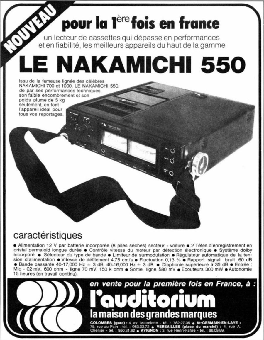 Nakamichi 550 Dual-Tracer • Publicité - Électronique pour Vous 1975