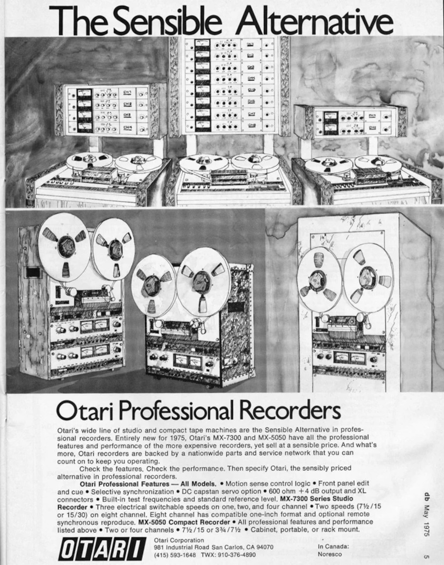 Otari MX-5050 2S / 4S et QX • Publicité dB Magazine mai 1975