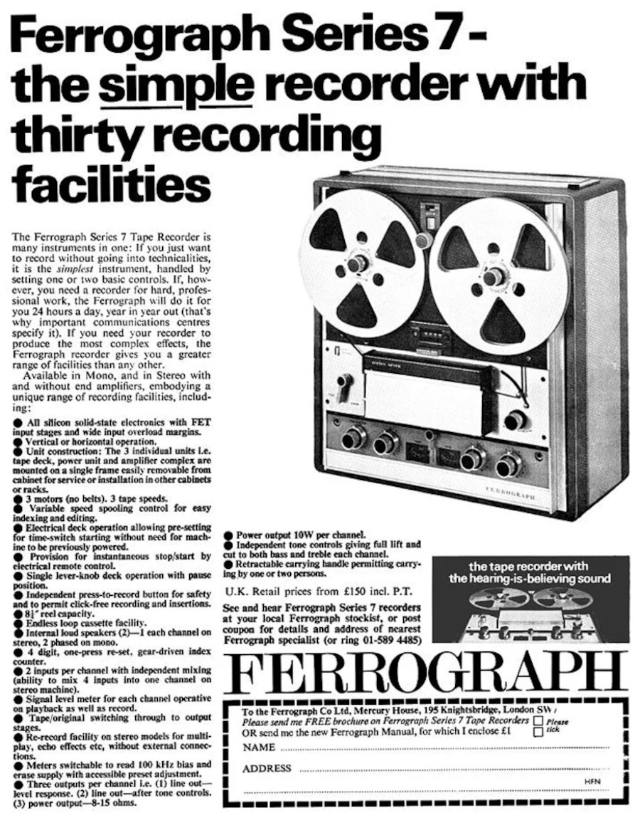 Ferrograph Series Seven • Publicité anglaise 1969