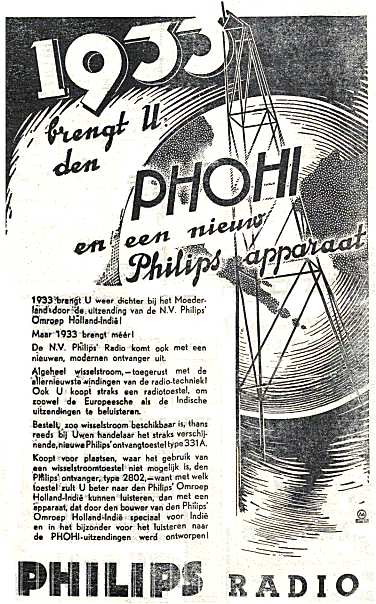 Philips 331 A, 2802 Publicité - Indische Courant 22 avril 1933 (néerlandais)
