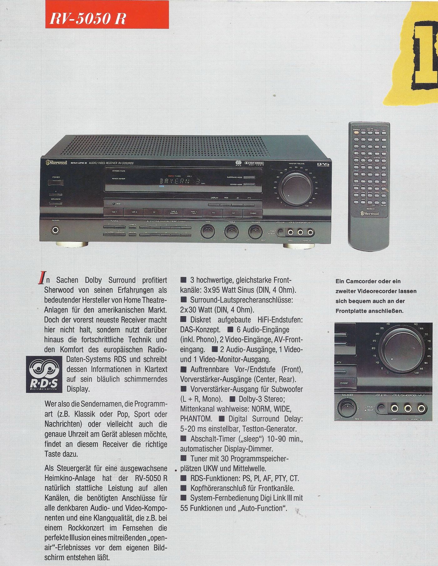 Sherwood RV-5050RDS • Extrait de catalogue allemand