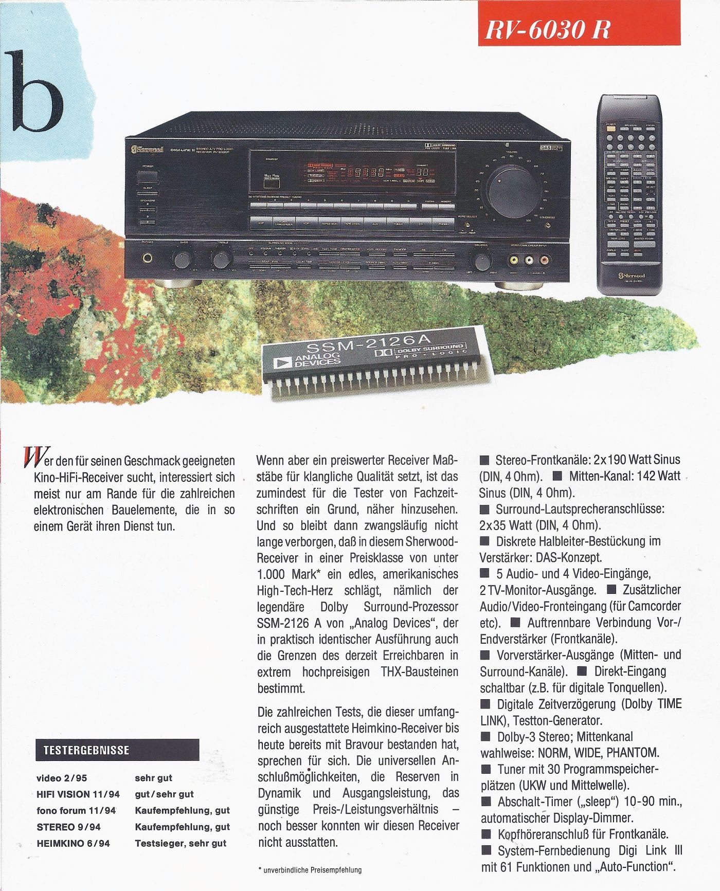 Sherwood RV-6030R • Extrait de catalogue