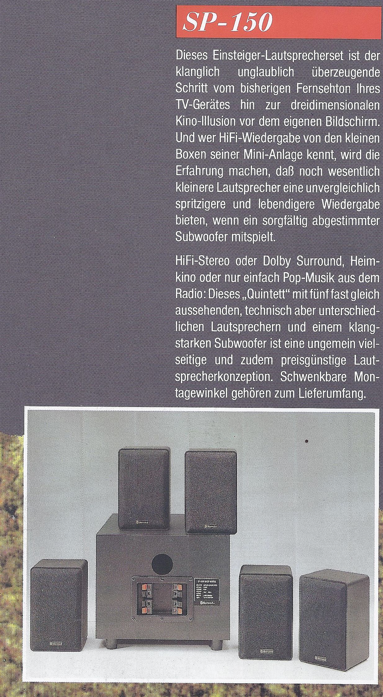 Sherwood SP-150 W / S-F / S-R • Extrait de catalogue