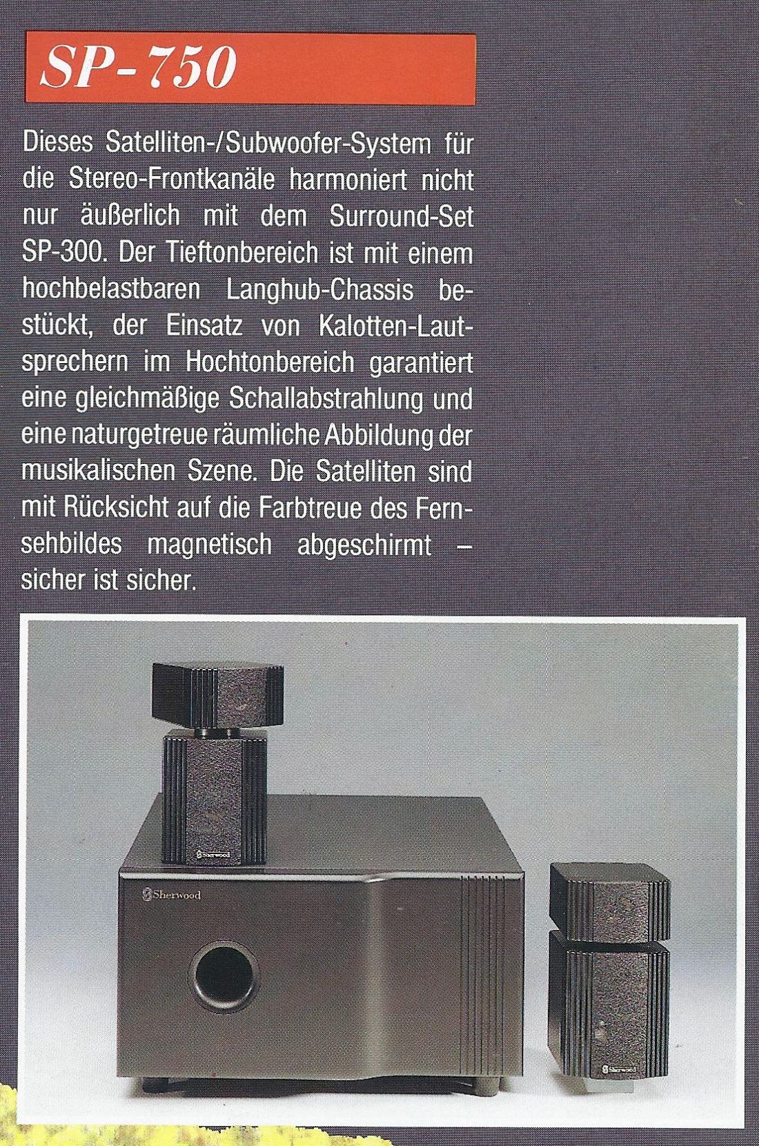 Sherwood SP-750 (Subwoofer + Satellites) • Extrait de catalogue