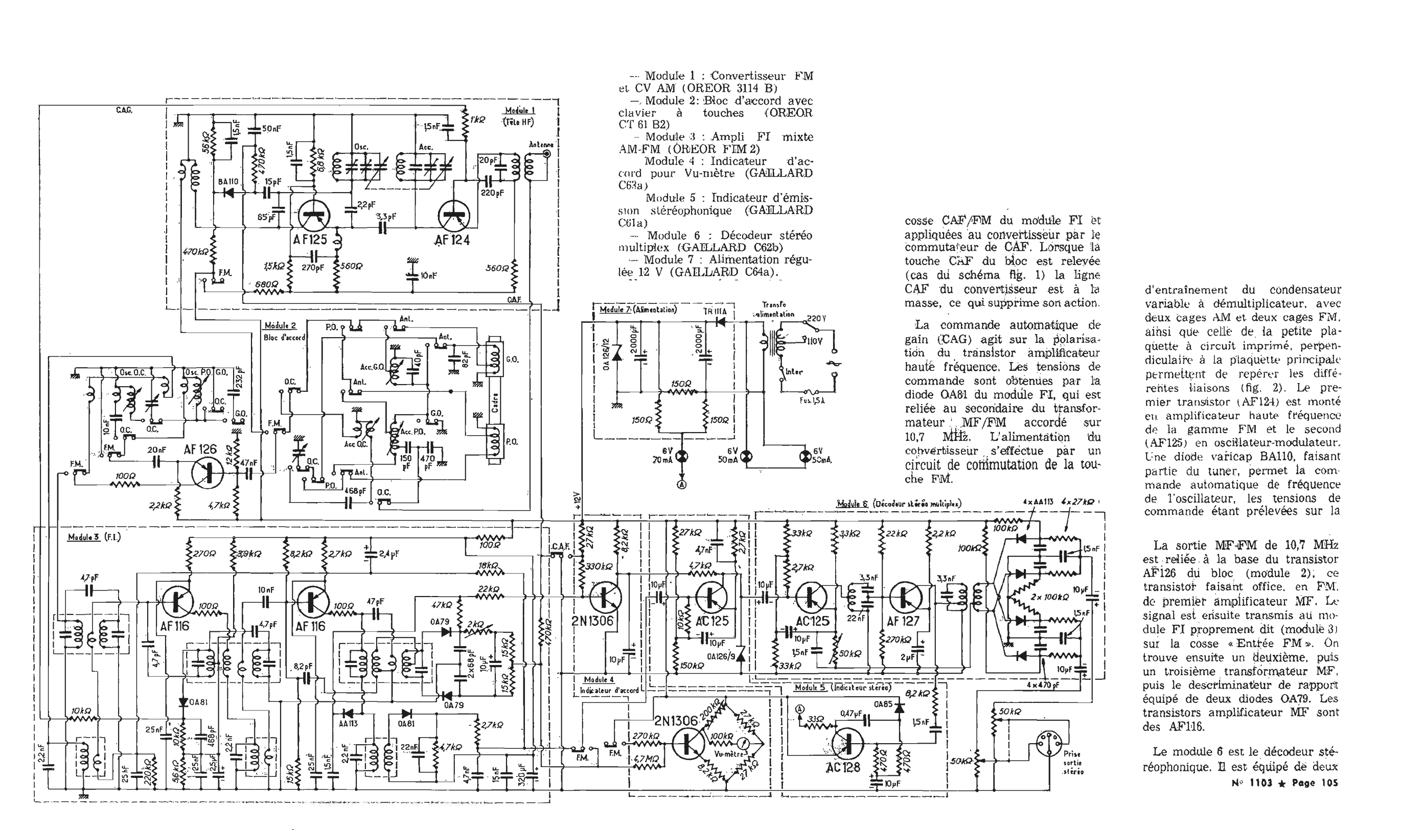 Oréor Schéma 3114B , CT61B2, FIM2 • Article - Le Haut-Parleur n° 1103 - septembre 1966