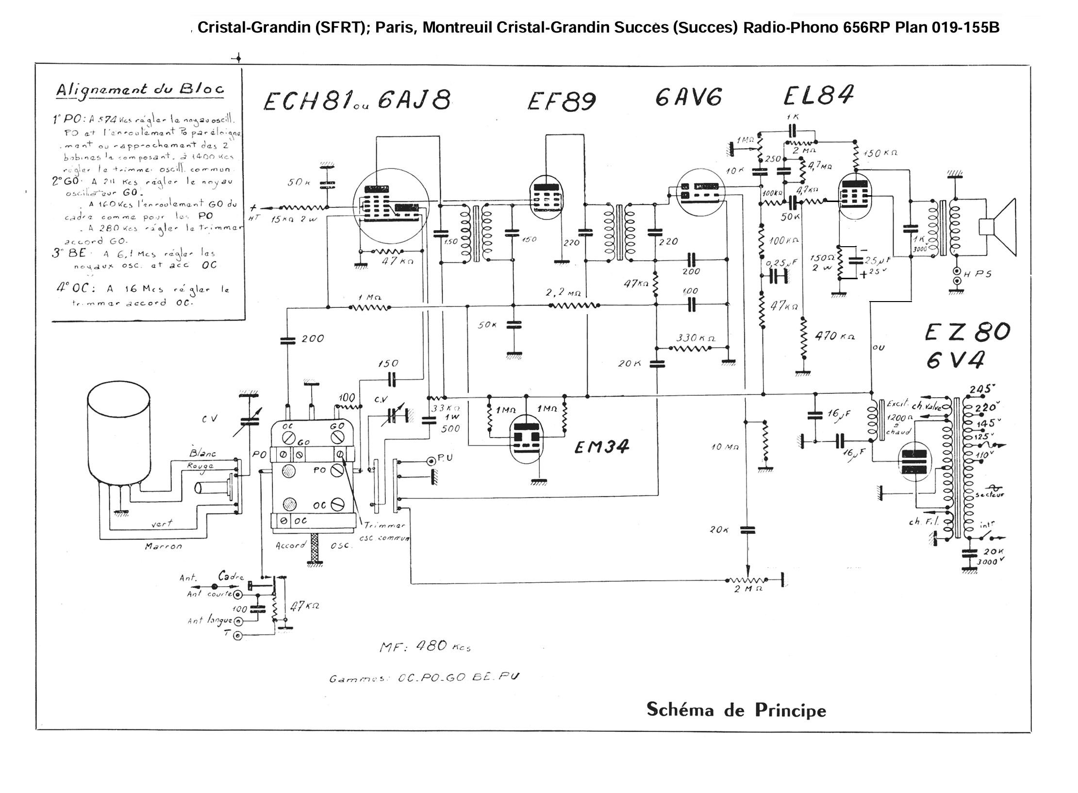 Grandin  -   Cristal-Grandin Succès Radio-Phono 656RP - Schéma