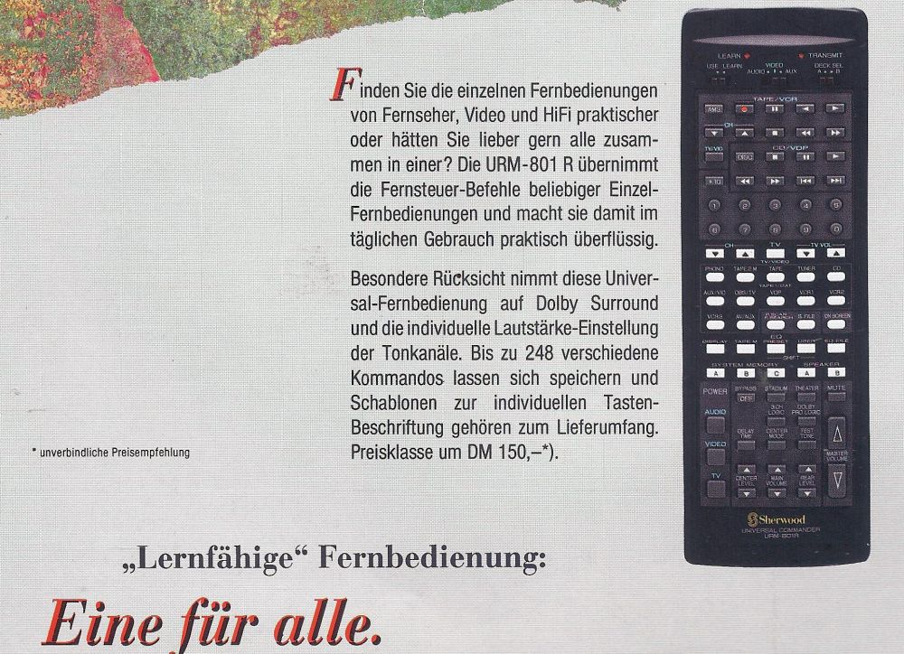 Sherwood URM-801R • Extrait de catalogue allemand