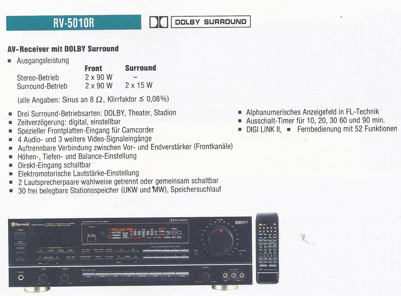 Sherwood RV-5010R • Extrait de catalogue allemand