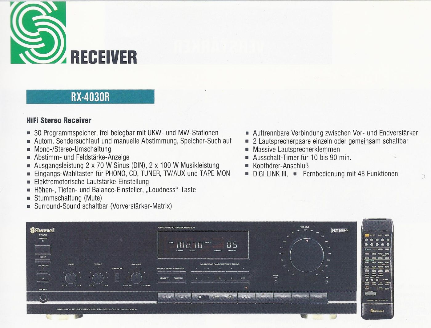 Sherwood RX-4030R • Extrait de catalogue allemand