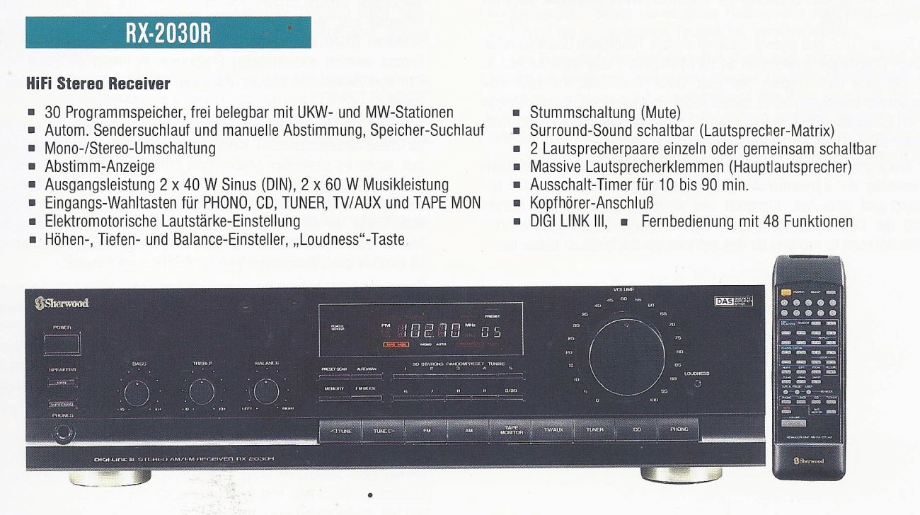 Sherwood RX-2030R • Extrait de catalogue allemand