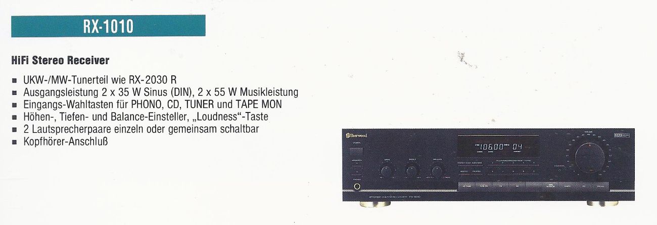 Sherwood RX-1010 • Extrait de catalogue allemand