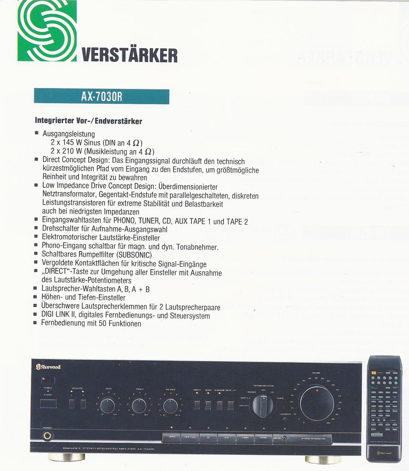 Sherwood AX-7030R • Extrait de catalogue allemand