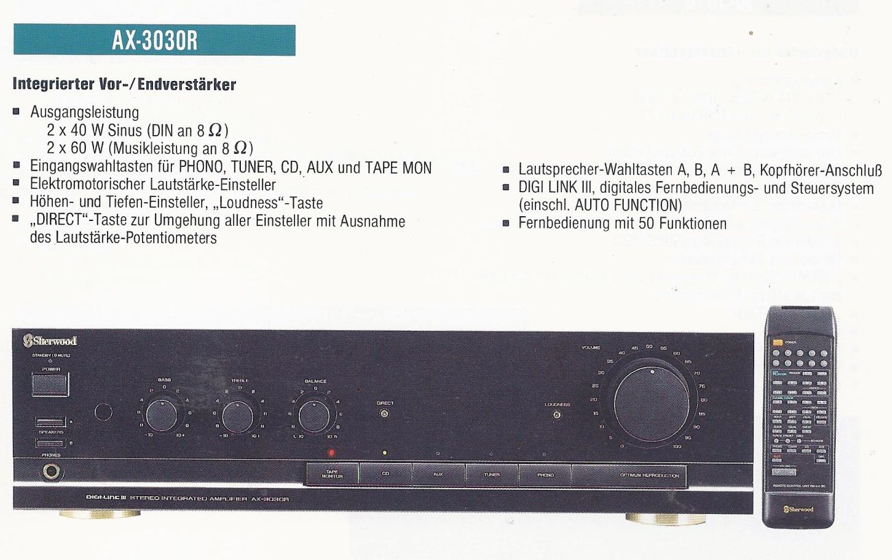 Sherwood AX-3030R • Extrait de catalogue allemand