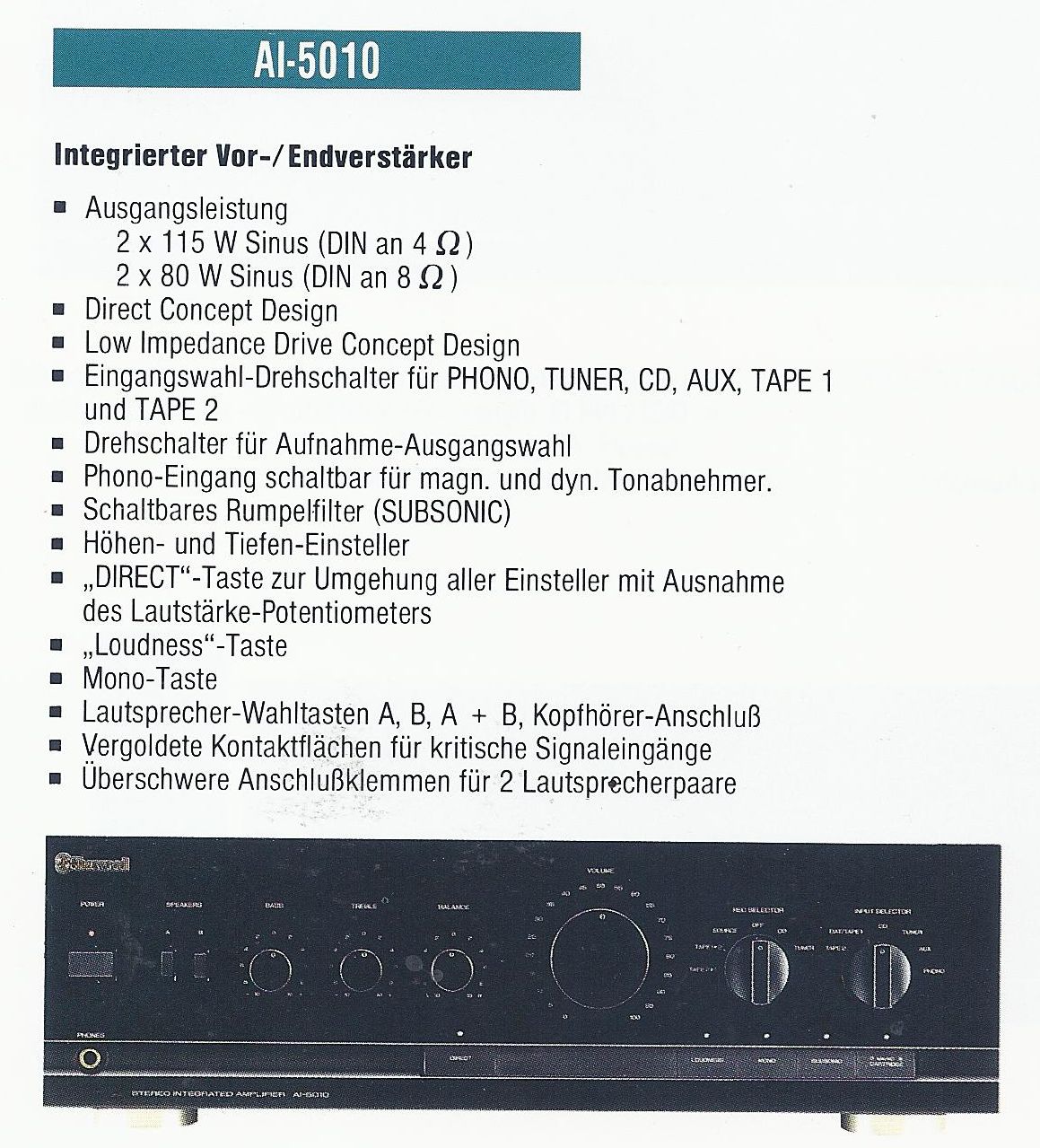 Sherwood AI-5010 • Extrait de catalogue allemand