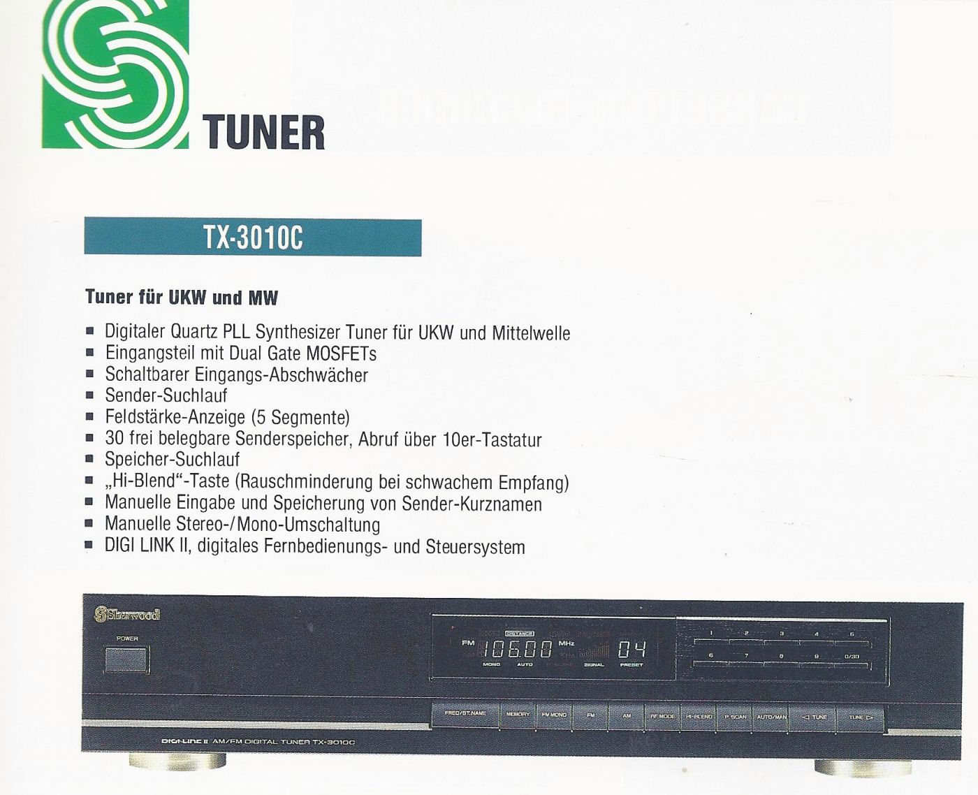 Sherwood TX-3010C • Extrait de catalogue allemand