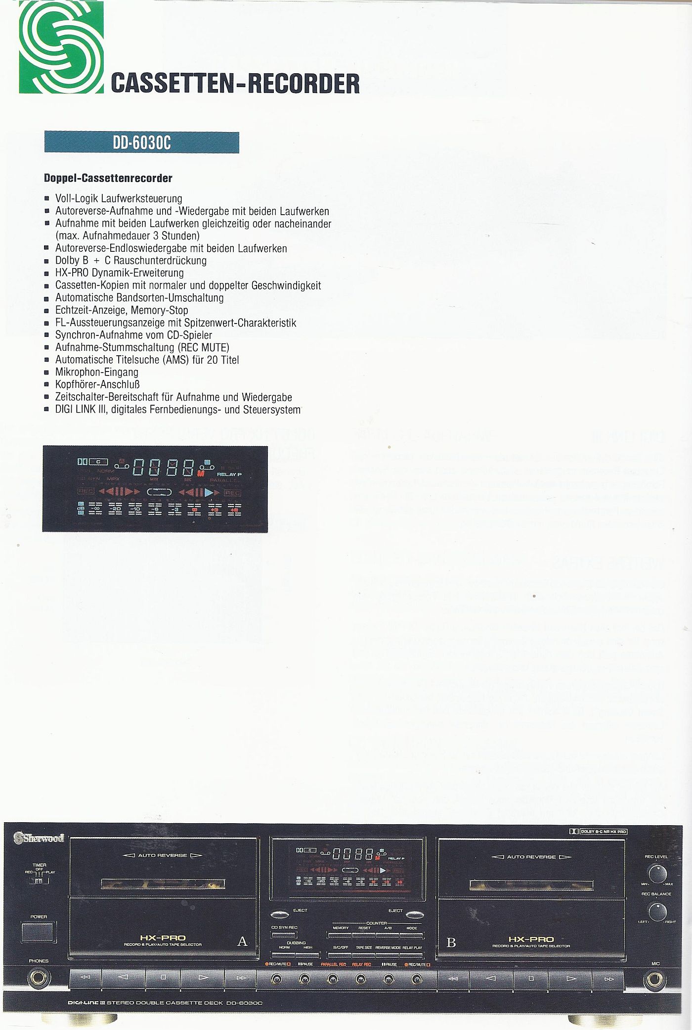 Sherwood DD-6030C • Extrait de catalogue allemand