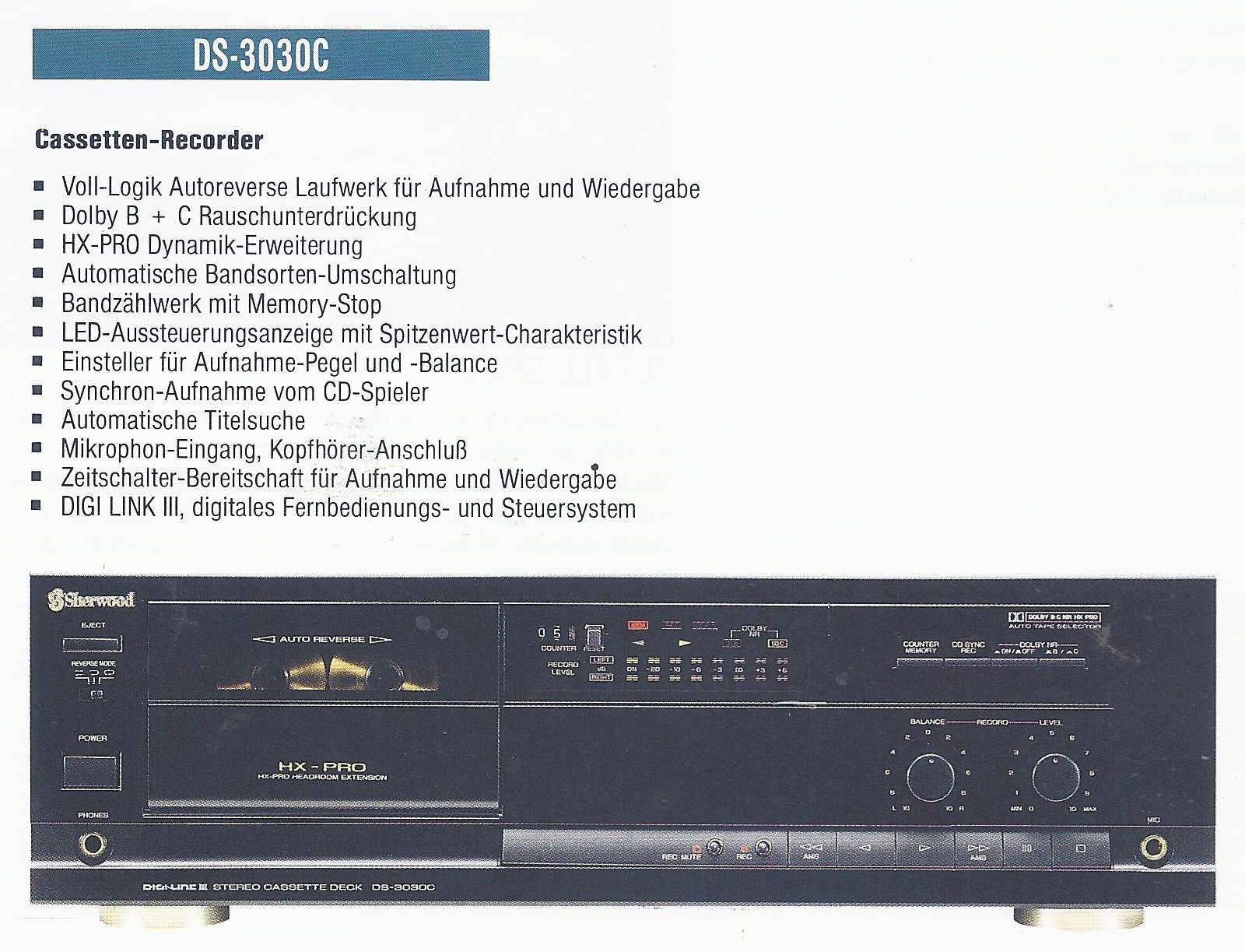 Sherwood DS-3030C • Extrait de catalogue allemand