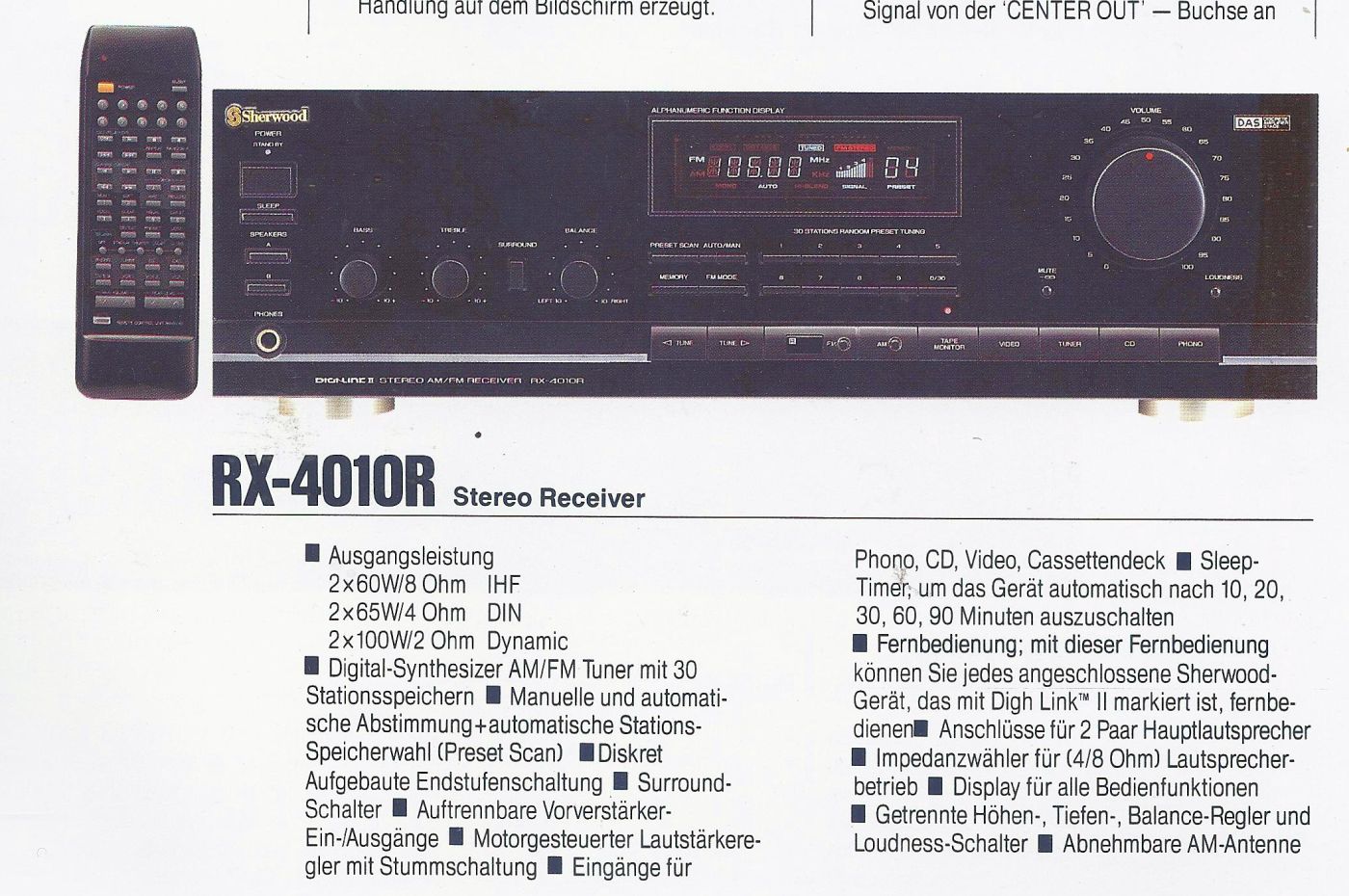 Sherwood RX-4010R • Extrait de catalogue allemand