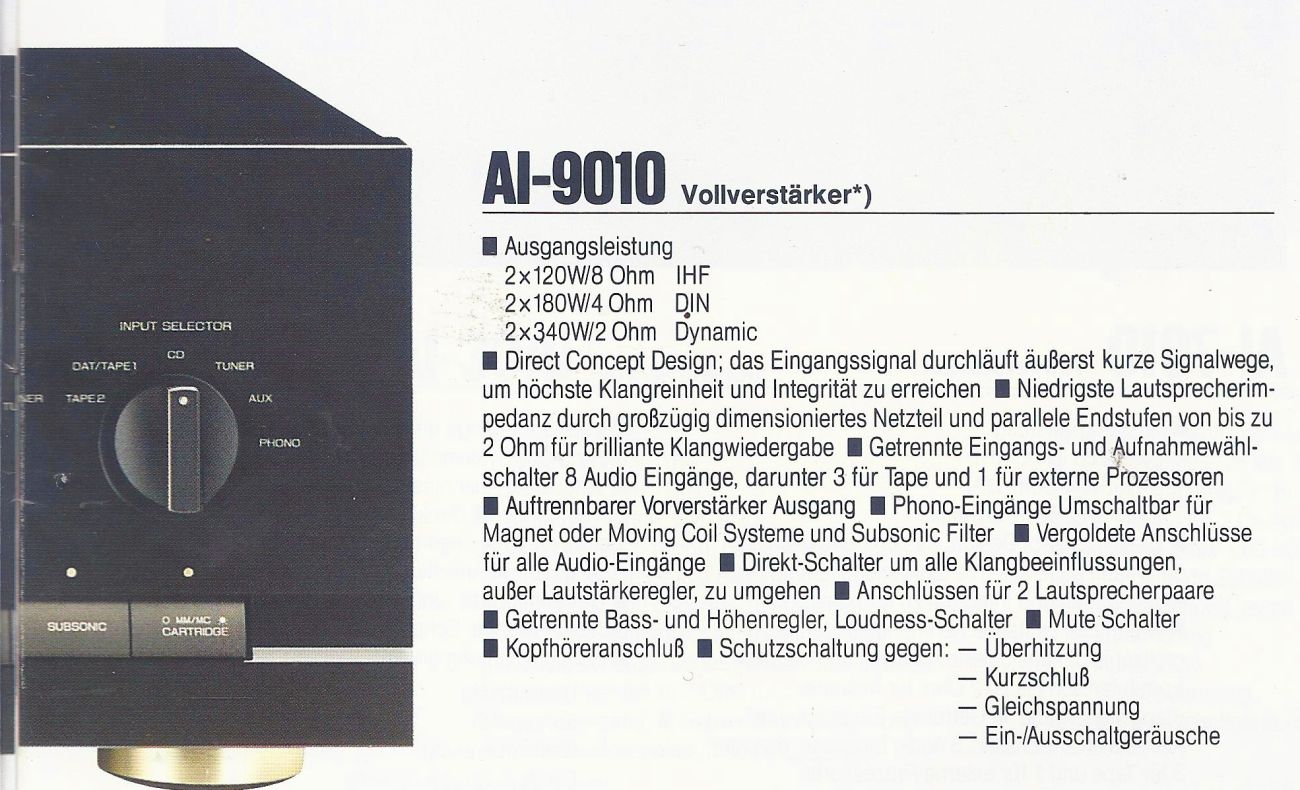 Sherwood AI-9010 • Extrait de catalogue allemand