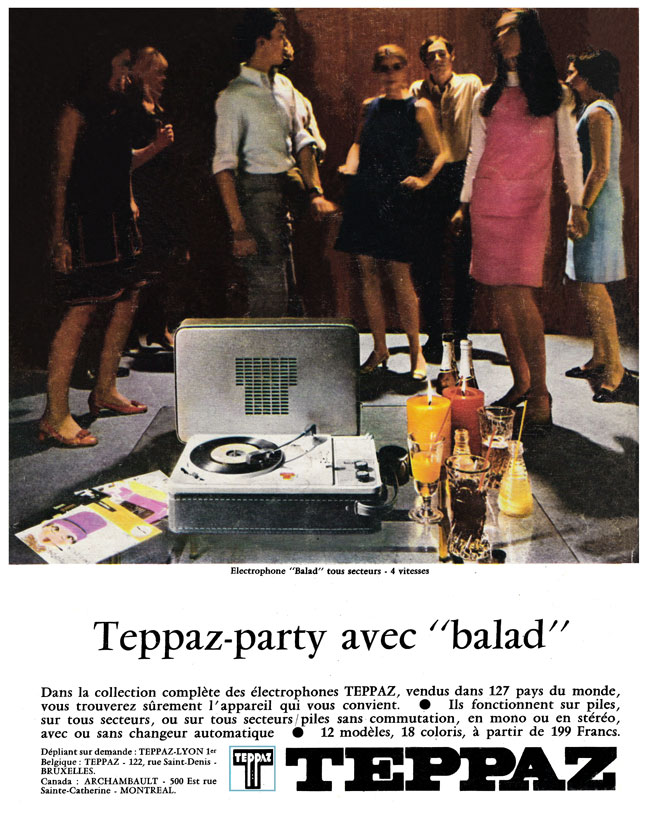 Publicité Salut les copains, octobre 1967. Teppaz-Party avec Balad