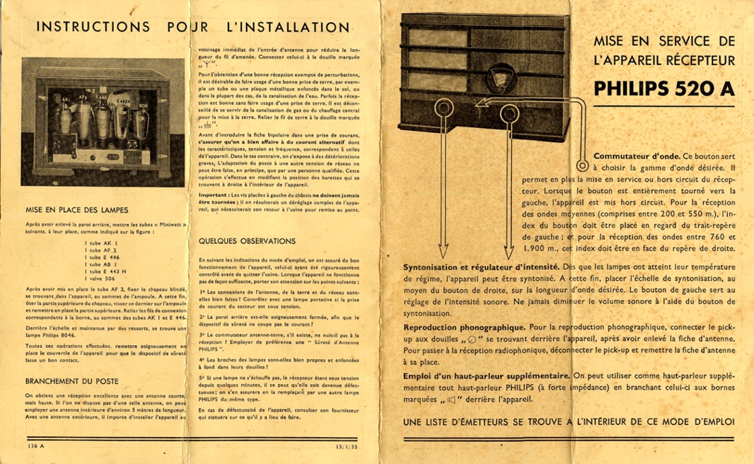 Philips  520 A Mode remploi (recto)