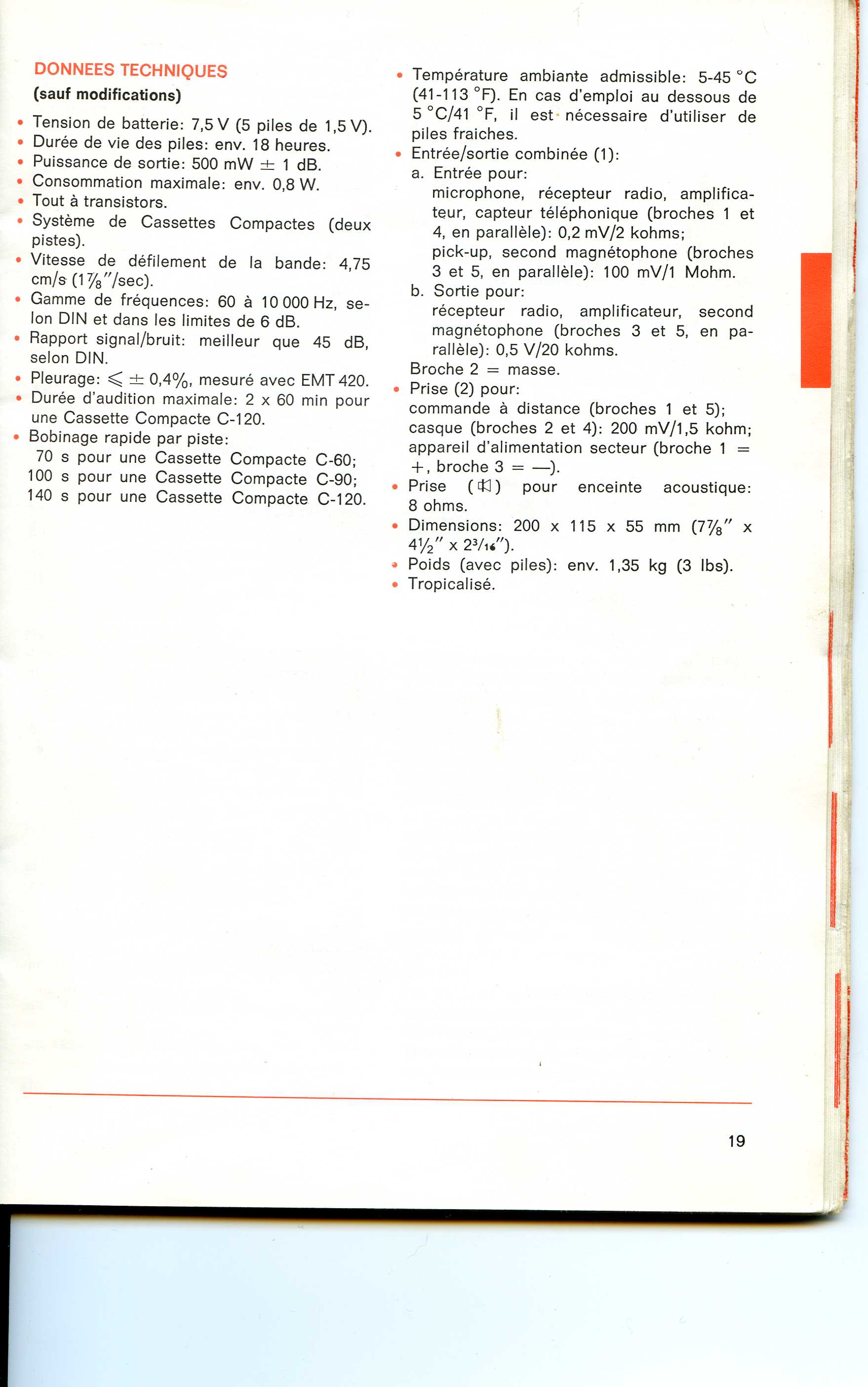 Philips EL 3302 - Mode d'emploi  -  extrait données techniques