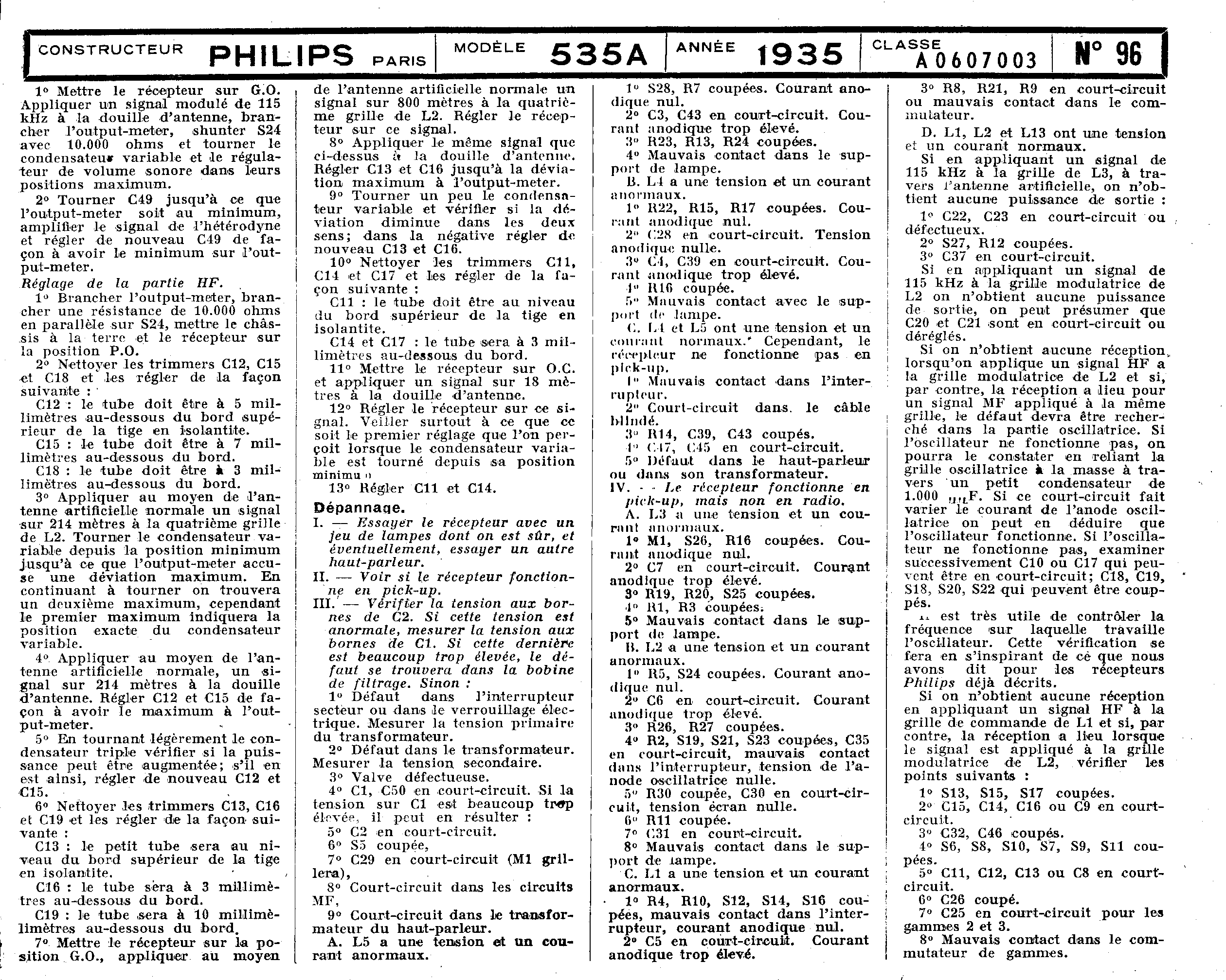 Philips 535 A Schéma Schémathèque Toute la Radio p.2