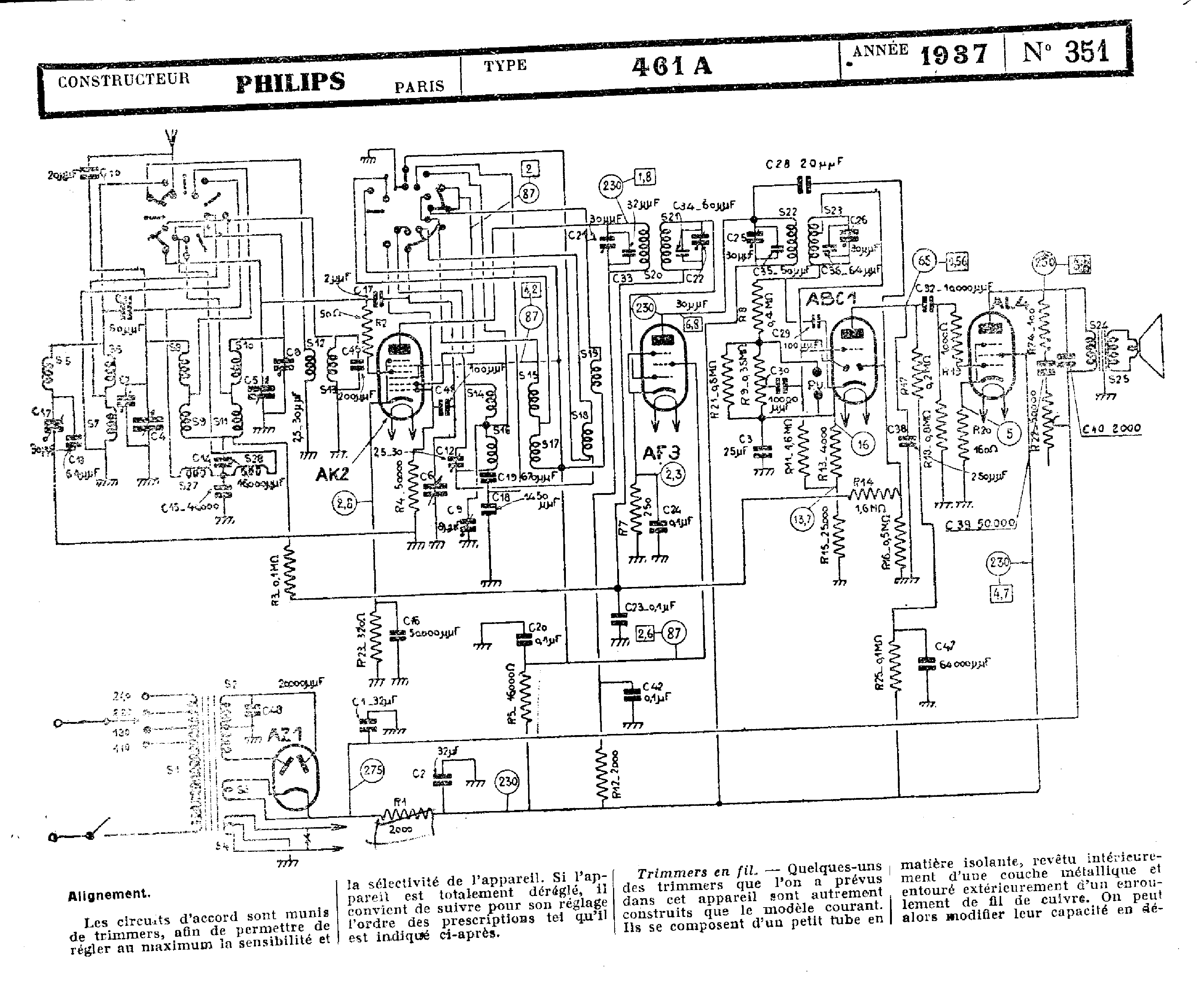 Philips 461 A Schéma Schémathèque 40 (page 1)