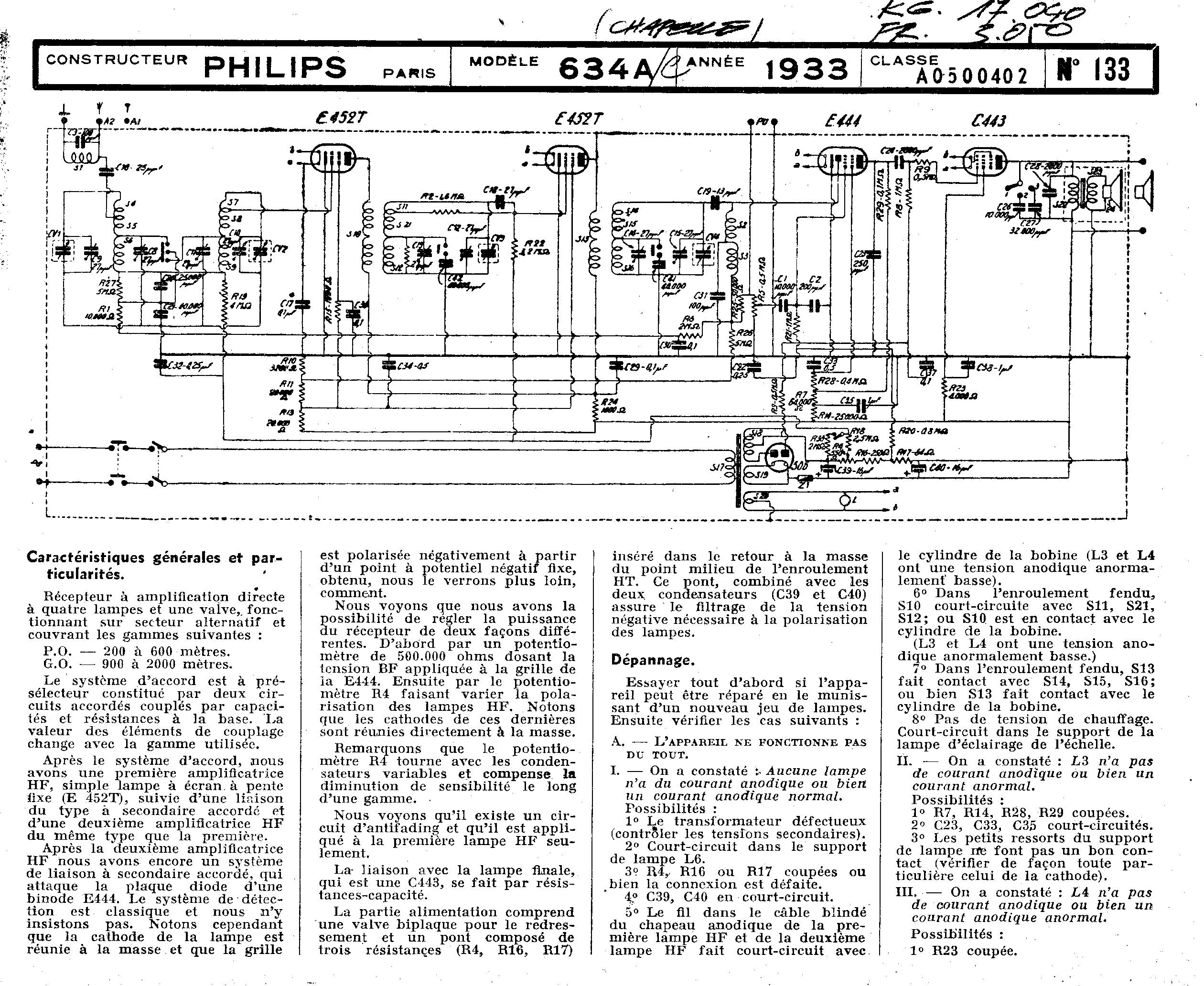 Philips 634 A Schéma Schémathèque Toute le Radio p.2